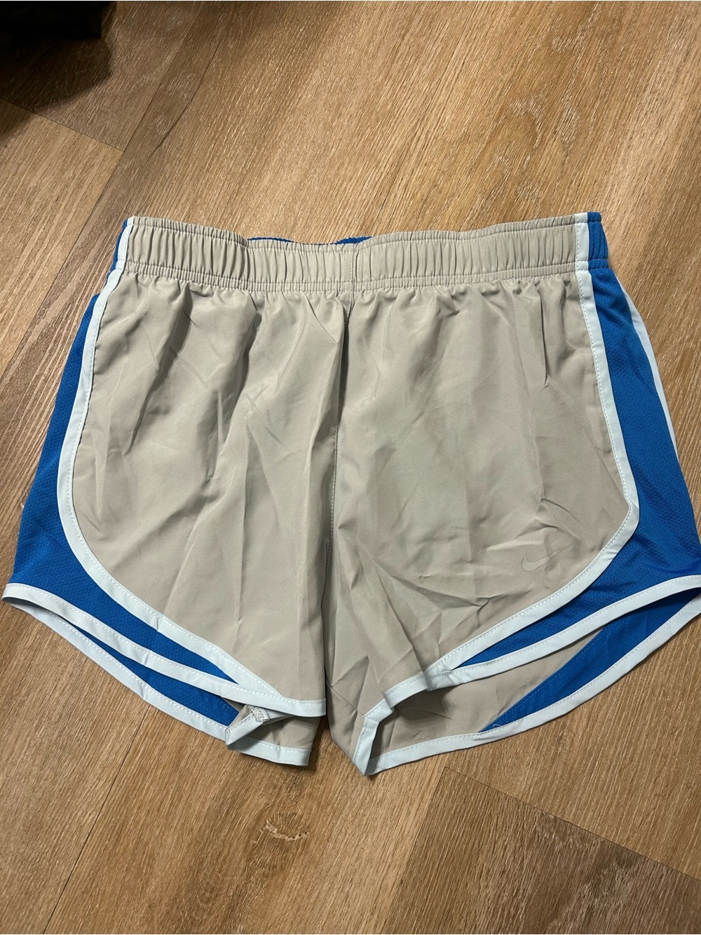 Nike Beige and Blue Athletic Running Shorts